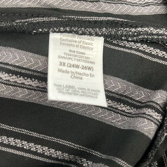 Terra & Sky Black Ruffled Tiered Dress Tie VNeck Long Bishop Sleeve Maxi Plus 3X - Picture 12 of 14